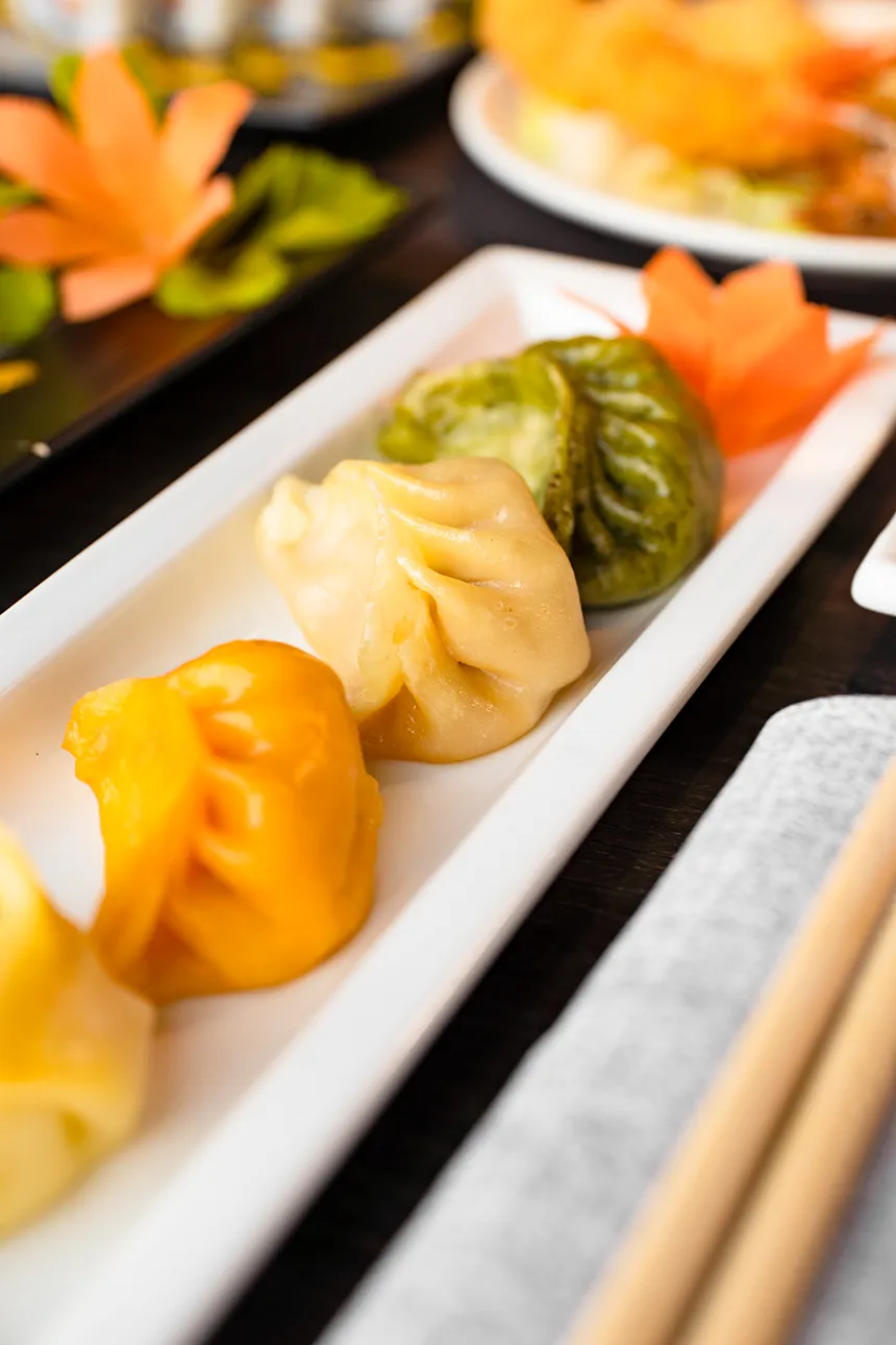 Gyoza al vapore in tre colori